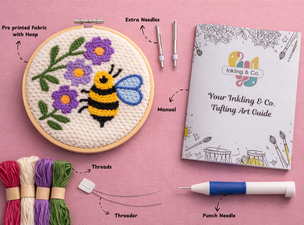 “Busy Bee Blossom” Punch Needle Embroidery Kit