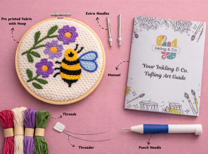 “Busy Bee Blossom” Punch Needle Embroidery Kit