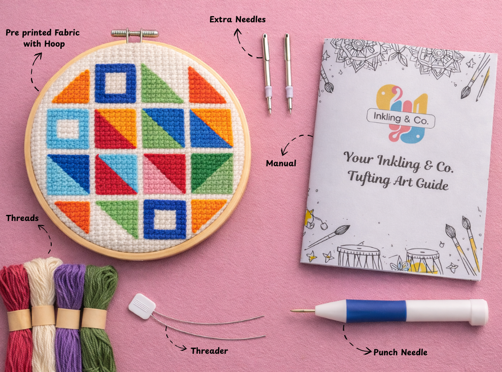 “Playful Geometry” Punch Needle Embroidery Kit