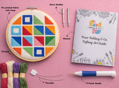 “Playful Geometry” Punch Needle Embroidery Kit