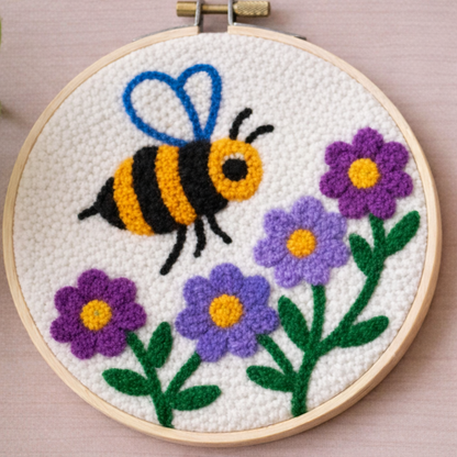 “Busy Bee Blossom” Punch Needle Embroidery Kit