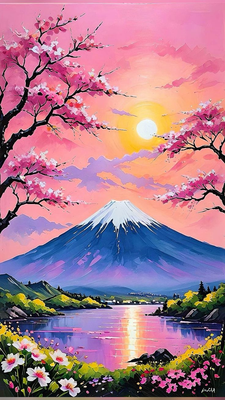 🌸 Tranquil Blossom – Landscape Paint by Numbers Kit