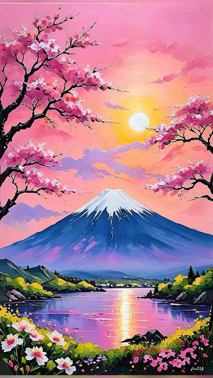 🌸 Tranquil Blossom – Landscape Paint by Numbers Kit