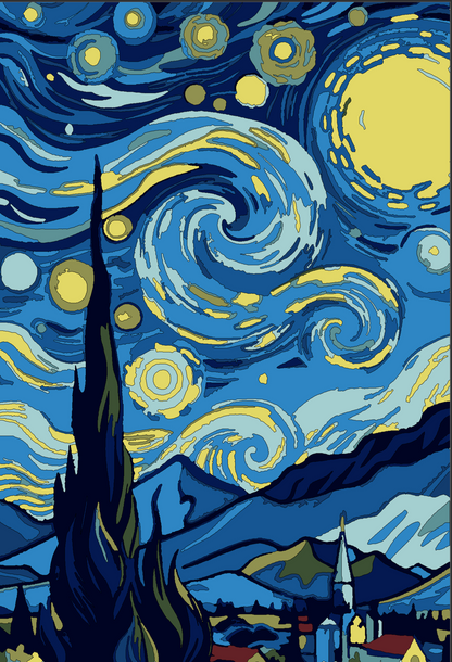 🎨 Landscape Paint-by-Numbers Kit – “Whimsical Starry Escape”