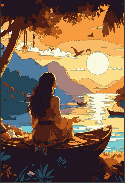 🌺 Landscape Paint-by-Numbers Kit – “Golden Serenity”