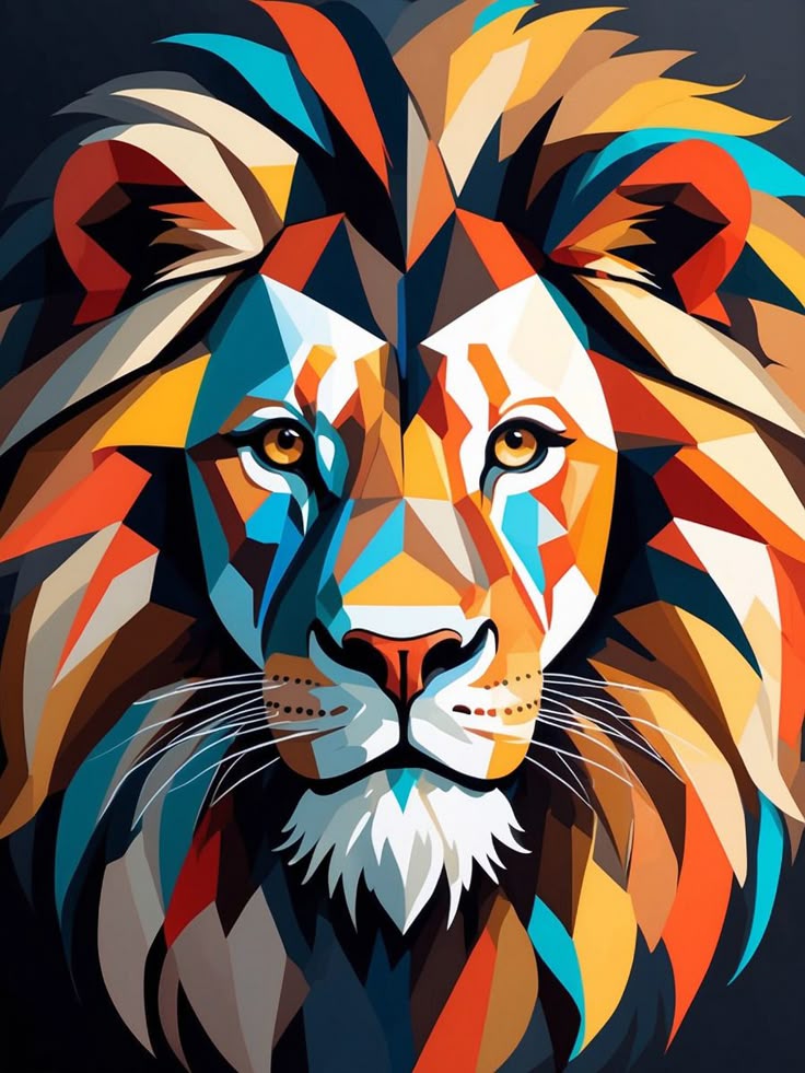 Majestic Geometric Lion – Paint by Numbers Kit