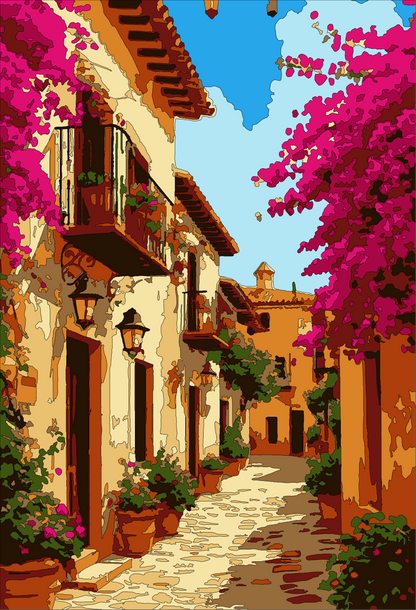 “Mediterranean Bloom Lane” 🌸- Paint by Number Kit