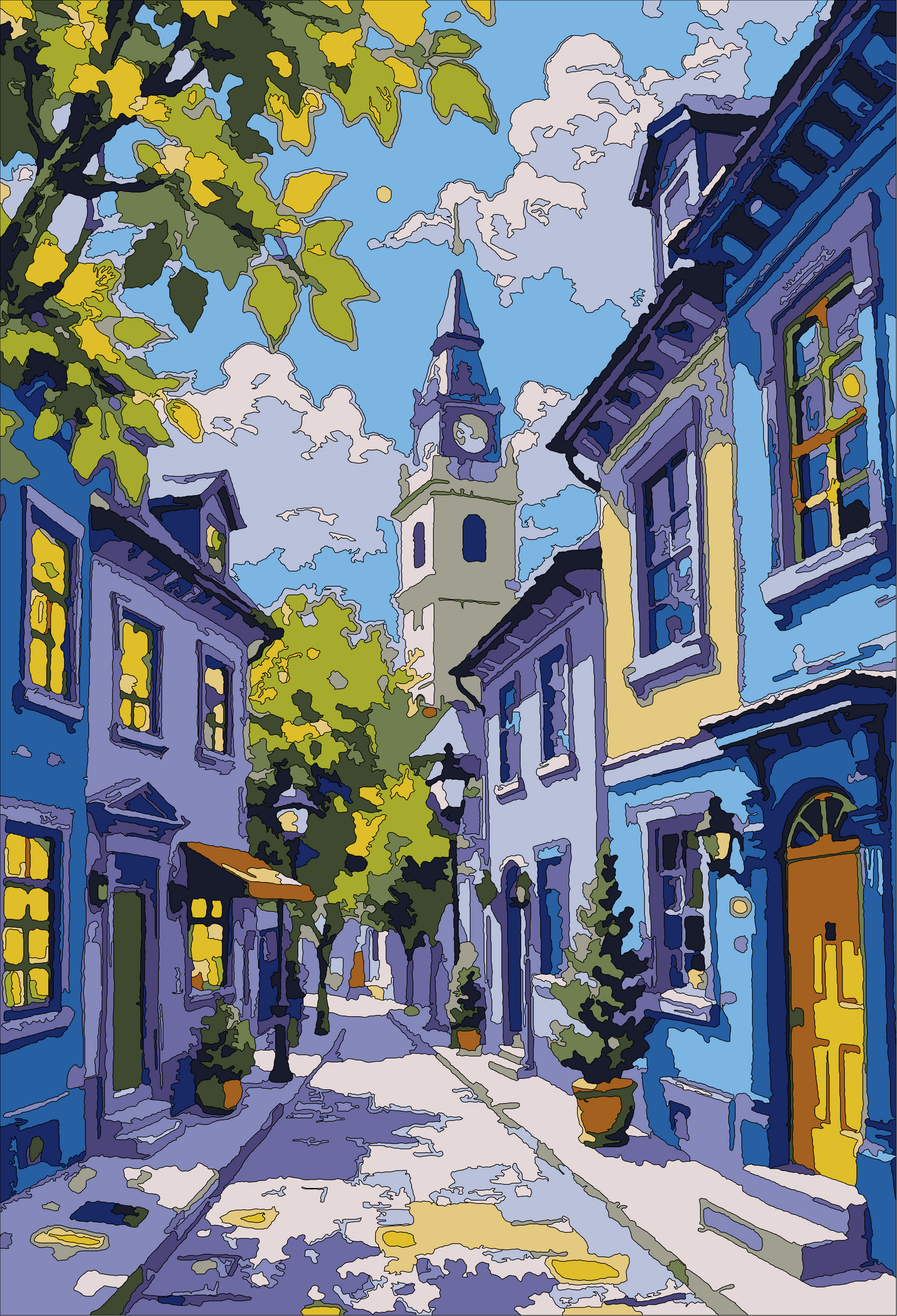 Sunlit Street – Paint by Numbers Kit
