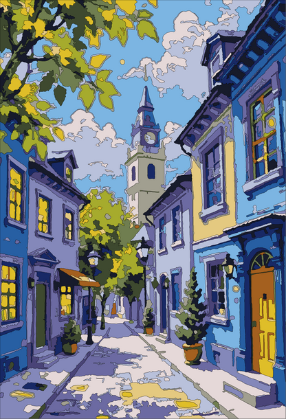 Sunlit Street – Paint by Numbers Kit